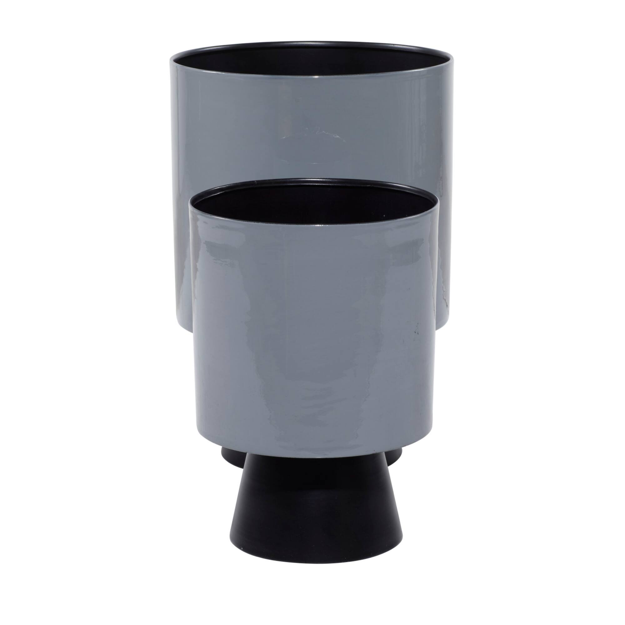 Black Metal Modern Planter Set